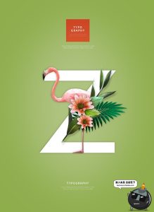 简约英文字母花朵物品穿插创意艺术字灵感海报设计PSD模板PS素材-设计猿