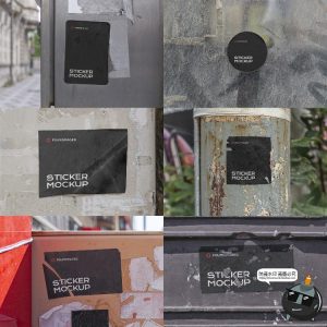 户外城市街头墙壁上小广告贴纸海报贴图潮流PSD模板样机PS素材-设计猿