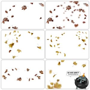 金色落叶秋枫叶飘落图片外景PS后期合成装饰PNG免抠图PS设计素材-设计猿