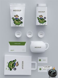 茶叶品牌礼盒包装VI样机名片产品效果智能贴图PSD模板PS素材-设计猿