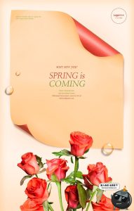 创意简约唯美花朵信纸温馨春夏海报鲜花植物花瓣PSD模板设计素材-设计猿