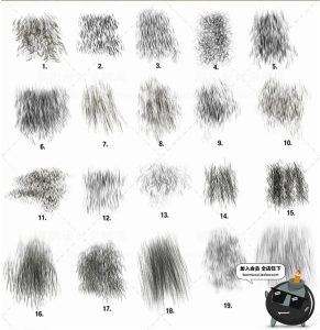 头发毛发丝直发笔刷素材PS手绘板绘CG插画后期设计ABR笔触PS素材-设计猿