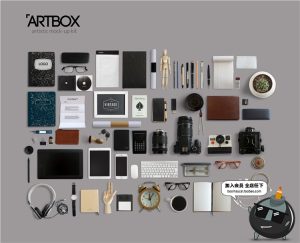 手绘设计师美术随身绘画笔颜料本子文具美工工具场景元素PSD素材-设计猿