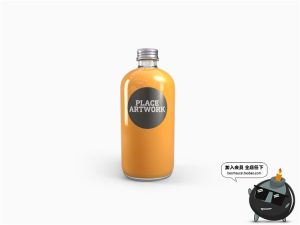 冷榨汁鲜榨果汁玻璃瓶塑料透明瓶饮料瓶外观包装样机PSD模板素材-设计猿