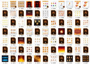 扁平化火焰火苗燃烧游戏纹样卡通形象界面插画UI平面AI矢量素材-设计猿