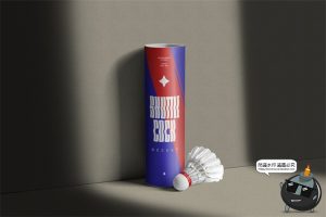 羽毛球筒圆柱纸桶运动品牌包装贴图效果展示样机PSD模板PS素材-设计猿