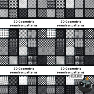 日式和风简约黑白圆点花纹抽象无缝平铺背景图片印刷AI矢量素材-设计猿