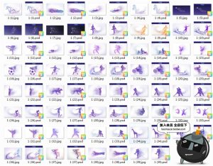 动感运动粒子动物剪影奔跑消逝元素足球摩托街舞武术图案PSD素材-设计猿