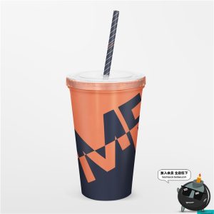 果汁奶茶饮品杯子饮料一次性吸管杯展示效果PSD贴图样机模板素材-设计猿