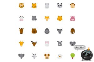 熊鸟牛猫鹿狗大象狐狸长颈鹿动物元素icons图标AI矢量PNG免抠素材-设计猿