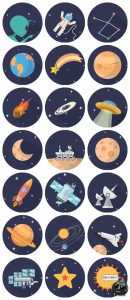 星际星空宇航员宇宙飞船外星地球元素icons免抠图标AI矢量PSD素材-设计猿