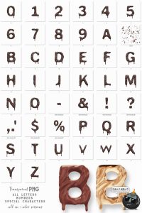 黑牛奶巧克力甜品3D艺术字特效字英文字体效果PNG免抠装饰素材-设计猿