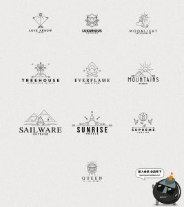 线性线条素描简约线稿LOGO图标标志设计PSD模板AI矢量设计素材-设计猿