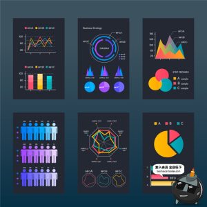 科技互联网柱状折线图APP UI数据统计信息图表元素AI矢量设计素材-设计猿