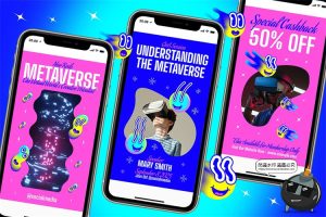 潮流复古抽象艺术酸性撞色液体扭曲海报排版AI矢量PSD模板素材-设计猿