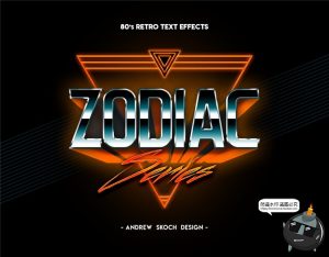 80年代复古风霓虹灯激光潮流文字特效字ASL样式PSD模板PS设计素材-设计猿