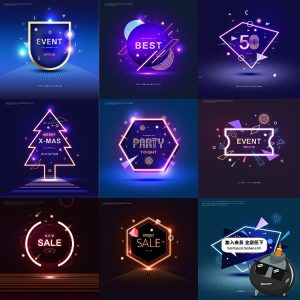 发光字元素霓虹灯聚会派对活动海报夜景促销主题专题PSD设计素材-设计猿