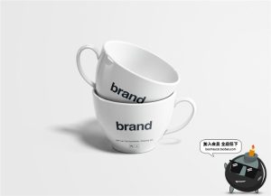 茶杯水杯咖啡杯下午茶杯子图案设计VI样机展示模型PSD模板PS素材-设计猿