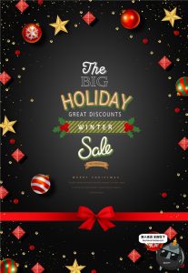 圣诞节礼盒老人树麋鹿蝴蝶结下雪活动宣传海报设计PSD模板素材-设计猿