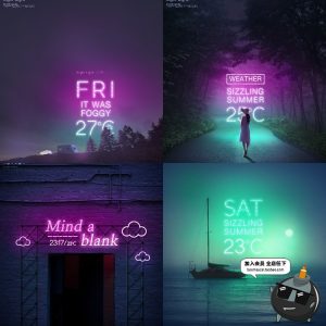 灯塔冲浪高架桥都市风情夜景灯红酒绿幻彩霓虹闪烁PSD海报PS素材-设计猿