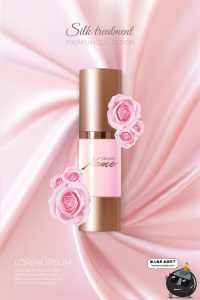 粉色樱花瓣化妆品护肤品指甲油飘带AI矢量分层设计海报素材-设计猿