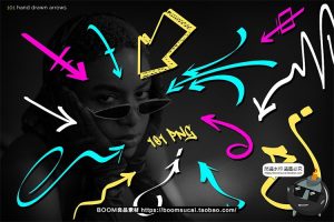 马克笔手绘涂鸦手稿标记卡通箭头样式标识PNG免抠PS笔刷ABR素材-设计猿