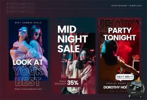 时尚绚丽霓虹灯夜店酒吧海报版式参考图文文案排版PSD模板PS素材-设计猿