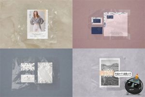 潮流透明褶皱薄膜包装纸覆盖叠加vi贴图效果展示样机PSD模板素材-设计猿