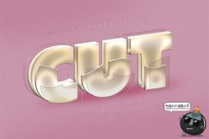 3D立体金属切割分割层拆解效果字体特效图层样式PSD模板PS素材-设计猿