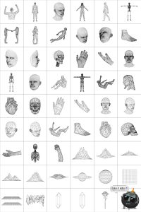 人形赛博朋克科幻风未来线框网格扭曲图形图案AI矢量PNG免抠素材-设计猿