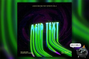 抽象扭曲液体融化风格诡异酸性文字效果特效字样机PSD模板PS素材-设计猿