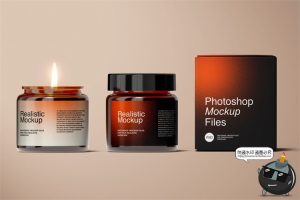 渐变噪点颗粒质感蜡烛灯火炷半调纸盒包装盒样机贴图PSD模板素材-设计猿