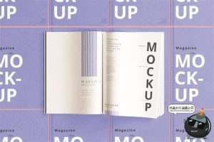 创意画册书籍本子杂志展开智能贴图效果图展示样机PSD模板PS素材-设计猿