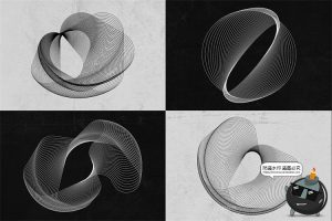 抽象艺术现代时尚3D网格线框线圈线条编织扭曲波浪背景底纹AI素材-设计猿