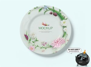 陶瓷餐饮盘子碗餐具智能贴图文创样机VI效果展示模板PSD设计素材-设计猿
