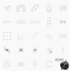 酸性点线面赛博朋克未来立体几何抽象机能图形曲线PNG免抠素材-设计猿