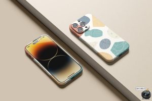 苹果iPhone 14Pro塑料手机壳直角边全包外壳样机mockup模板PS素材-设计猿