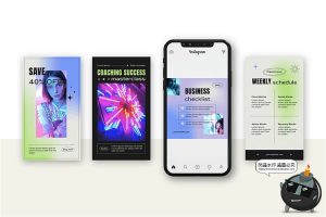 时尚潮流科幻电音渐变潮牌推文海报排版AI矢量版式PSD模板素材-设计猿