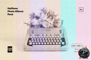 半色调特效噪点颗粒波普风后期照片叠加效果PSD模板样机PS素材-设计猿