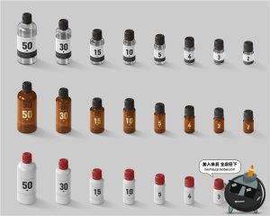 化妆品乳液精油瓶子小塑料瓶子包装标签设计贴图样机PSD模版素材-设计猿