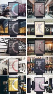 户外城市街头灯箱广告海报效果图展示PSD模板智能贴图样机PS素材-设计猿