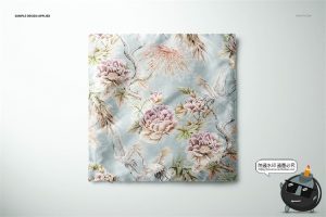 轻奢真丝靠枕靠垫正方形抱枕图案印花贴图展示样机PSD模板PS素材-设计猿