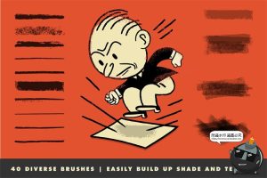 40款木炭棒铅笔木炭晕染效果水彩蜡笔绘画手绘插画Ai矢量笔刷素材-设计猿