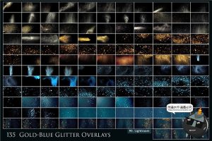 闪光粉末粒子金色金沙粉尘照片黑底叠层JPG图片后期合成PS素材-设计猿