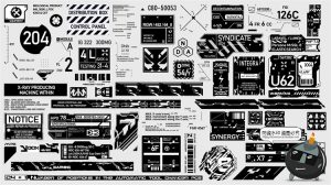 科幻未来赛博朋克机能工业提示标语标题贴纸PSD模板源文件PS素材-设计猿