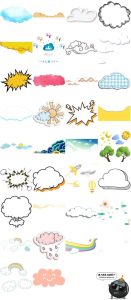 卡通儿童可爱手绘蓝天白云云朵天气预报云层图案png免抠图片素材-设计猿