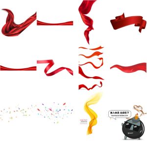 红色飘带绸带丝绸丝带丝滑彩带蝴蝶结PNG免抠透明背景PS装饰素材-设计猿