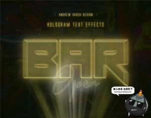 高科技未来科技感全息投影特效字文字效果PSD样式模板PS设计素材-设计猿