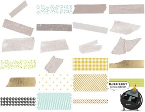 手绘卡通可爱胶带贴纸透明胶纸文具背景免抠PNG图案手账设计素材-设计猿