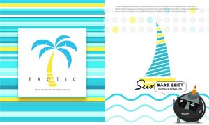 清凉扁平夏日夏威夷主题banner广告海报左右排版PSD模板设计素材-设计猿